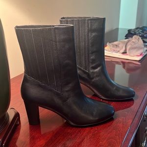 Aerosoles leather mid calf high 3inch heeled slip on booties  NEVER WORN